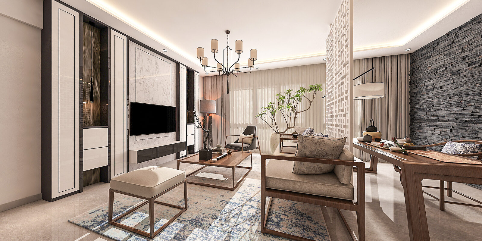 Modern Oriental Home & Me completed living room project