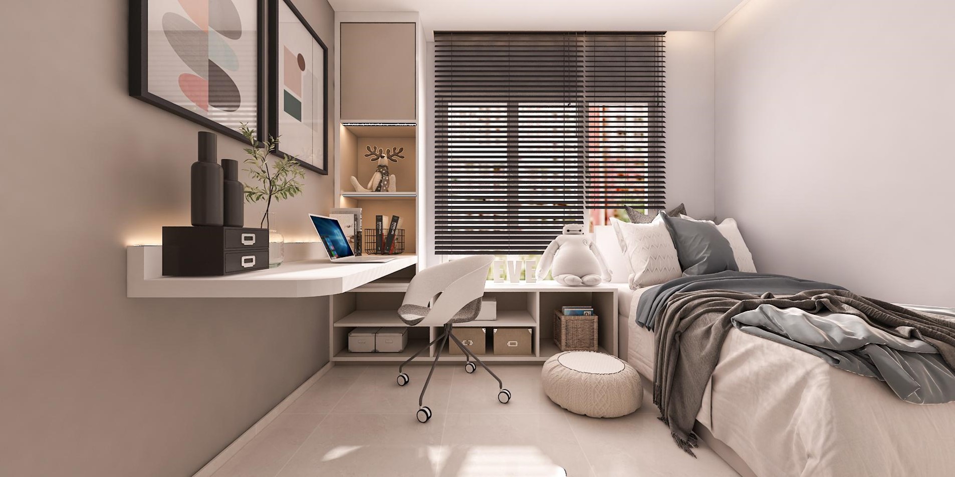 Common bedroom with study nook